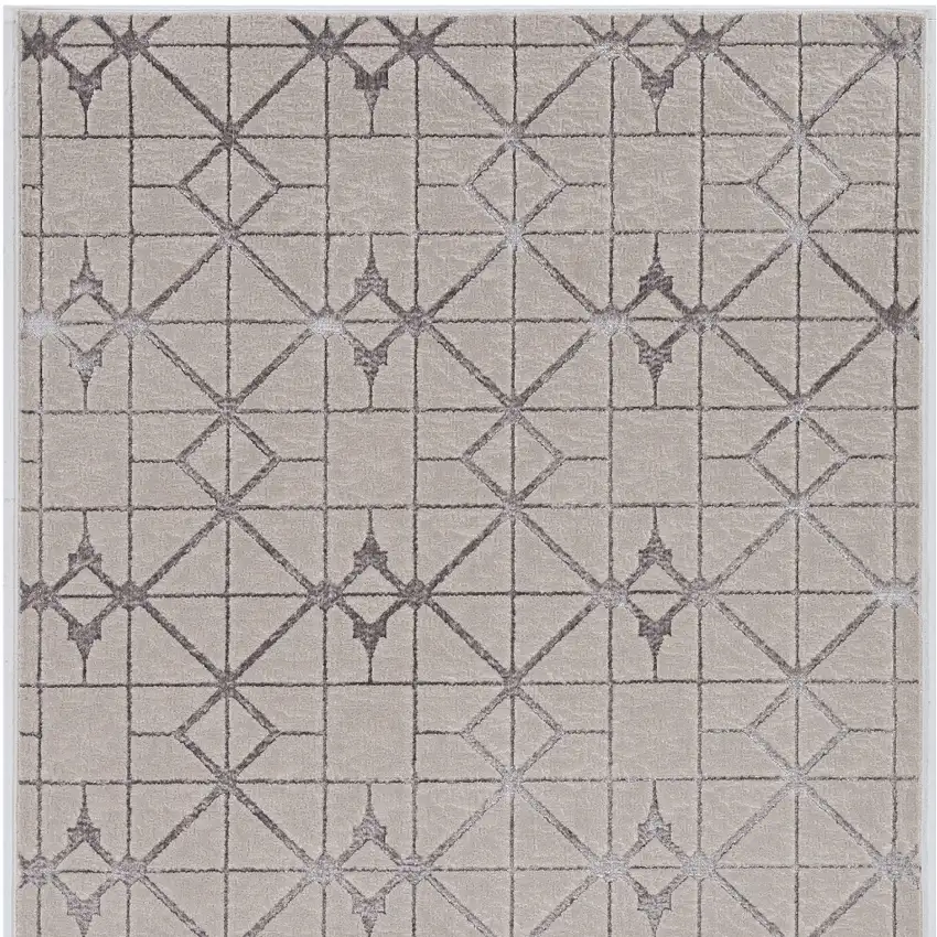 Gray and Ivory Geometric Area Rug Photo 8