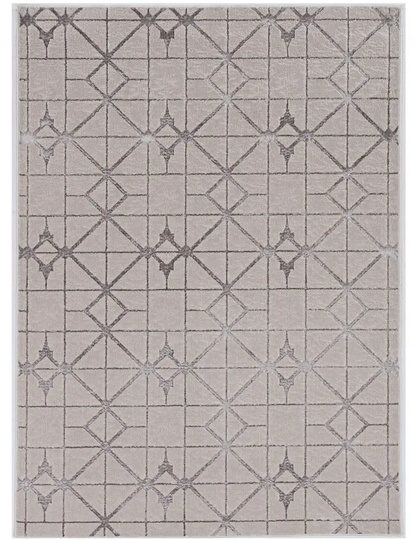 Ivory And Brown Geometric Area Rug Photo 2