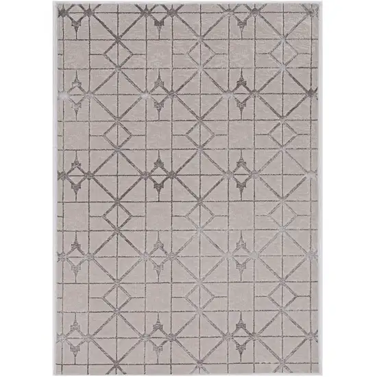 Ivory And Brown Geometric Area Rug Photo 2