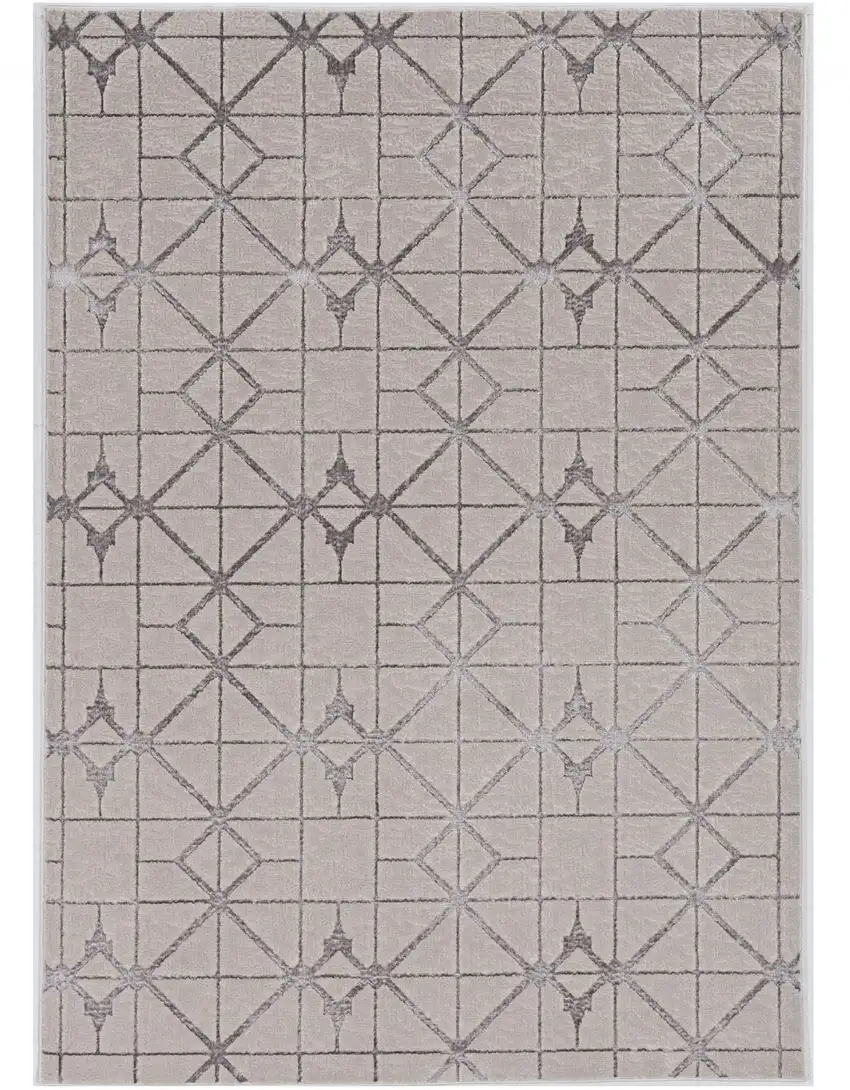 Ivory And Brown Geometric Area Rug Photo 2