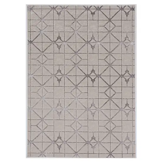 Ivory And Brown Geometric Area Rug Photo 5