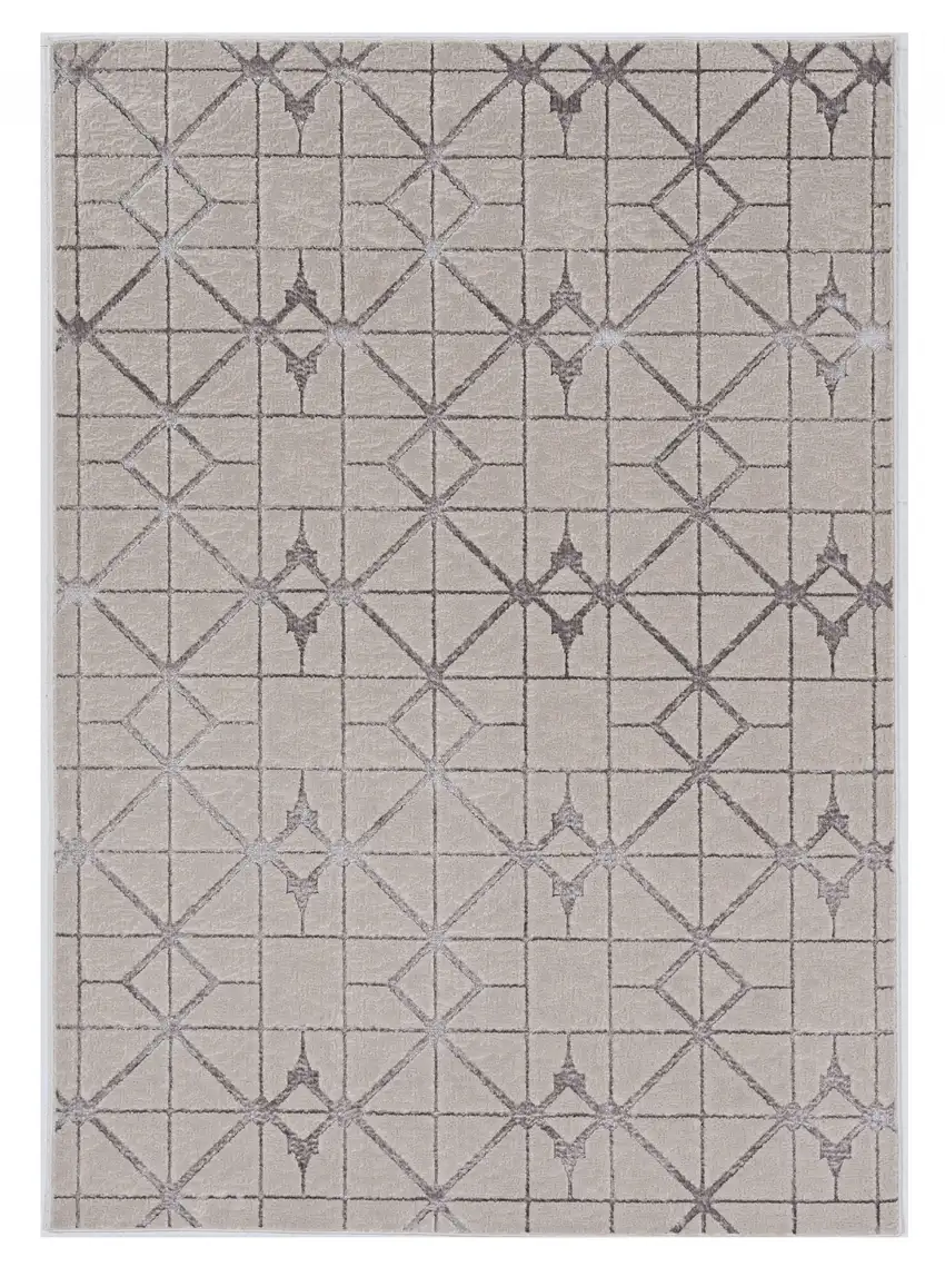 Ivory And Brown Geometric Area Rug Photo 5