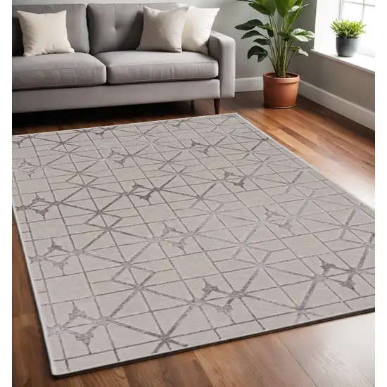 Ivory And Brown Geometric Area Rug Photo 1