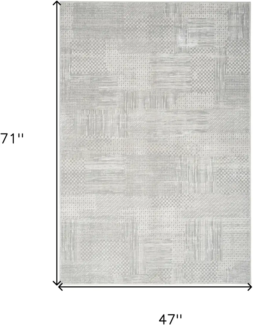 Ivory Silver and Gray Abstract Non Skid Area Rug Photo 3