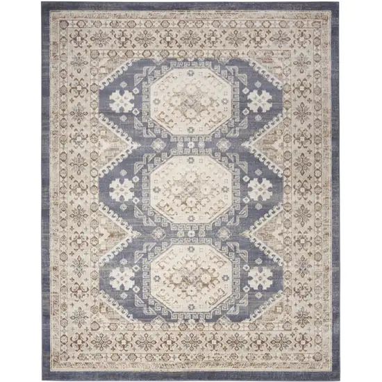 Ivory Silver and Gray Abstract Non Skid Area Rug Photo 1
