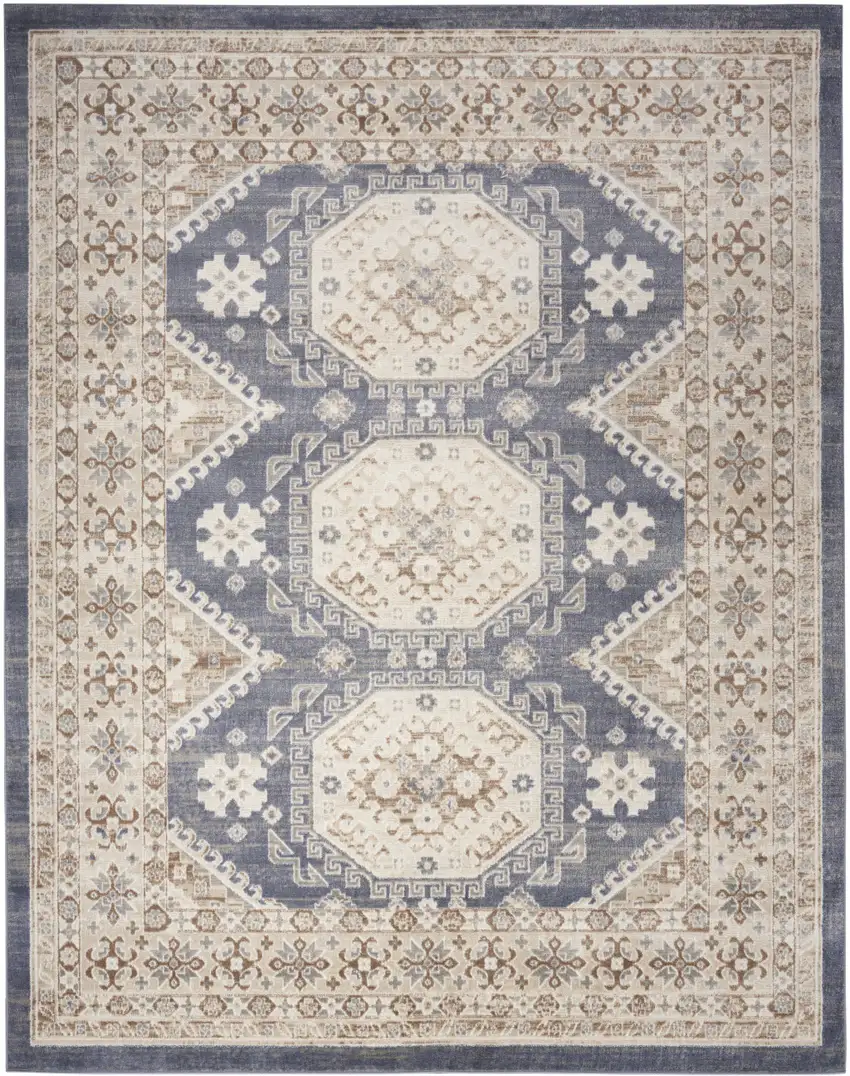 Ivory Silver and Gray Abstract Non Skid Area Rug Photo 1
