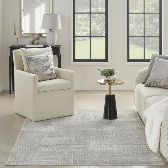 Ivory Silver and Gray Abstract Non Skid Area Rug Photo 5