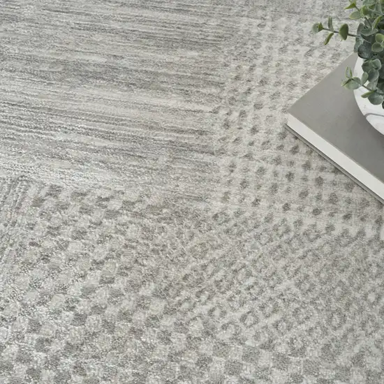 Ivory Silver and Gray Abstract Non Skid Area Rug Photo 9