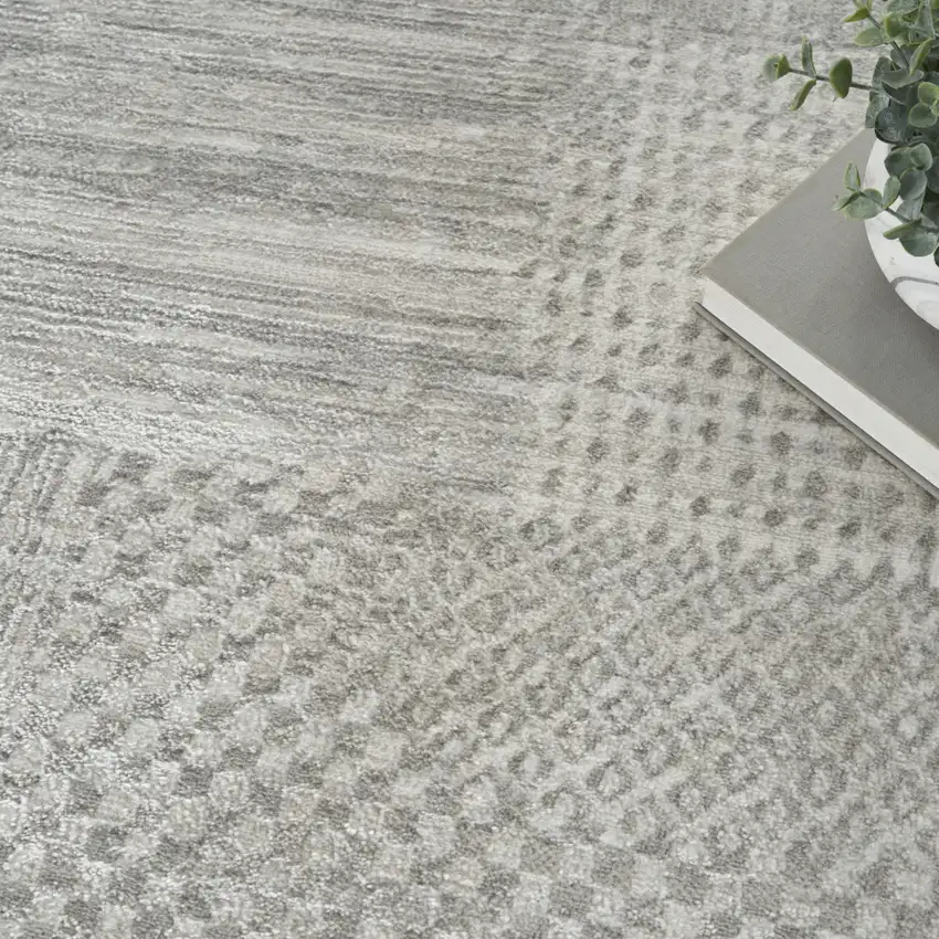 Ivory Silver and Gray Abstract Non Skid Area Rug Photo 9