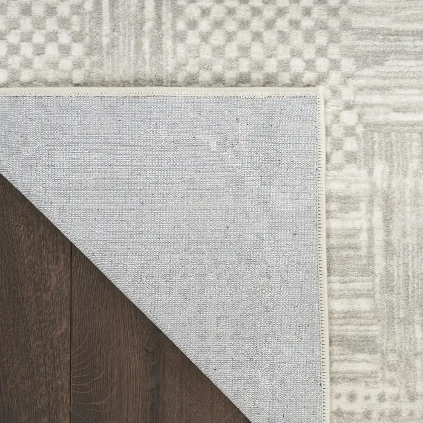 Ivory Silver and Gray Abstract Non Skid Area Rug Photo 9