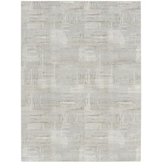Ivory Silver and Gray Abstract Non Skid Area Rug Photo 2