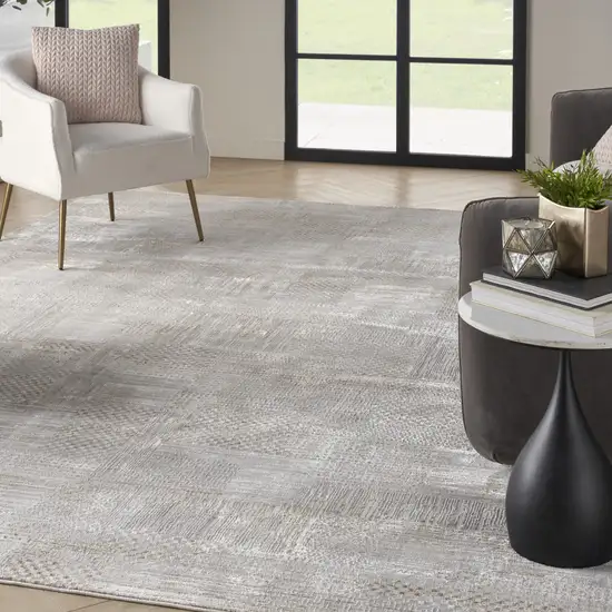 Ivory Silver and Gray Abstract Non Skid Area Rug Photo 8