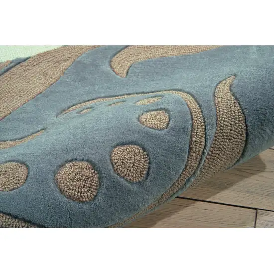 Ivory Slate Blue and Taupe Floral Area Rug Photo 8