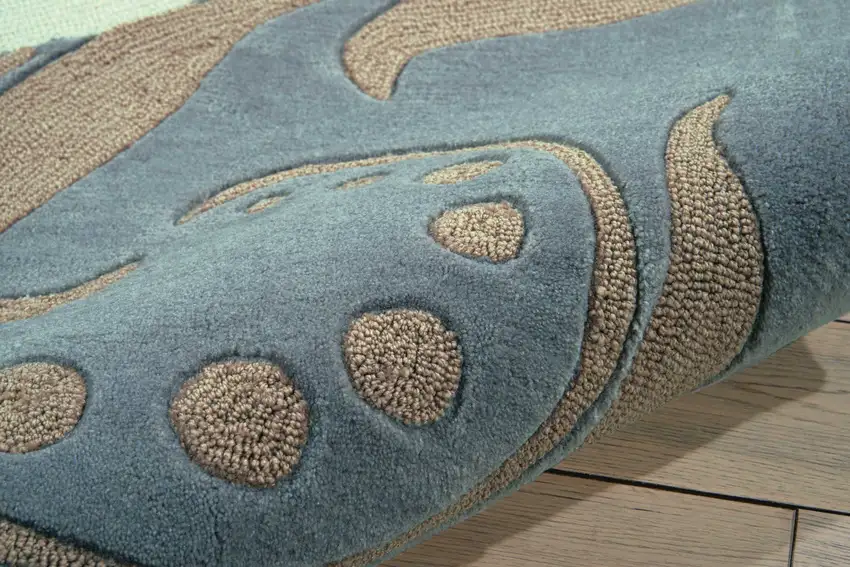 Ivory Slate Blue and Taupe Floral Area Rug Photo 8