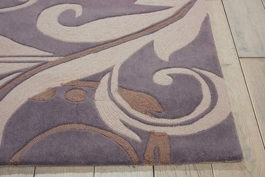 Ivory Slate Blue and Taupe Floral Area Rug Photo 9