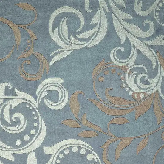 Ivory Slate Blue and Taupe Floral Area Rug Photo 3