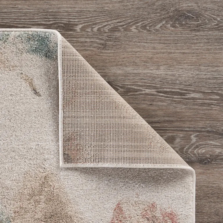 Ivory Soft Floral Artwork Area Rug Photo 5