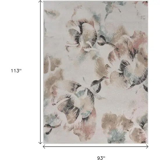 Ivory Soft Floral Artwork Area Rug Photo 3