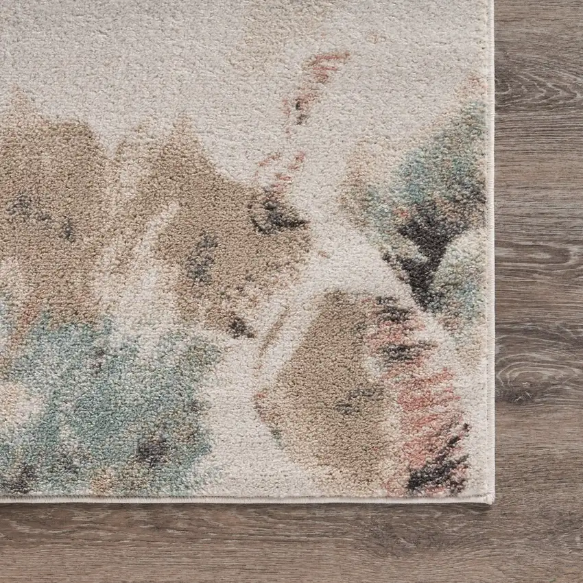 Ivory Soft Floral Artwork Area Rug Photo 9