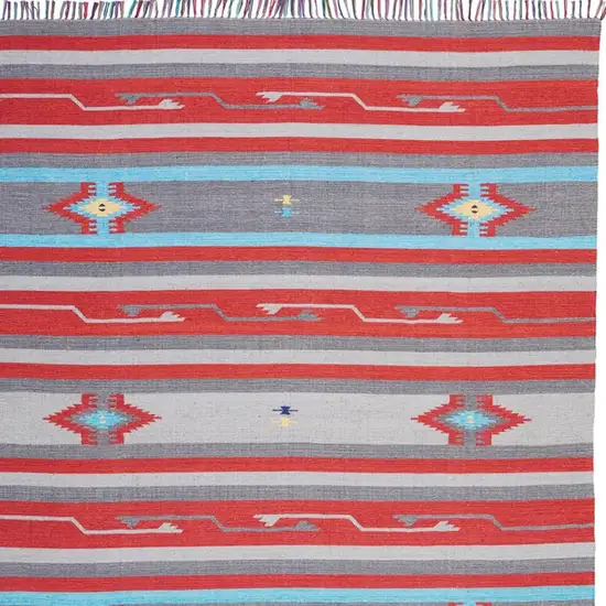Ivory Southwestern Handmade Area Rug With Fringe Photo 6