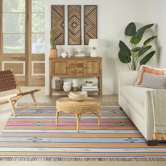 Ivory Southwestern Handmade Area Rug With Fringe Photo 5