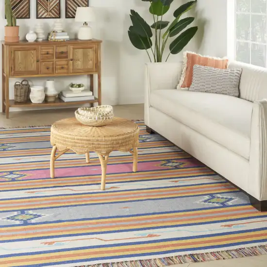 Ivory Southwestern Handmade Area Rug With Fringe Photo 4