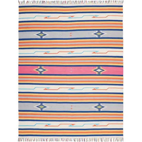 Ivory Southwestern Handmade Area Rug With Fringe Photo 1