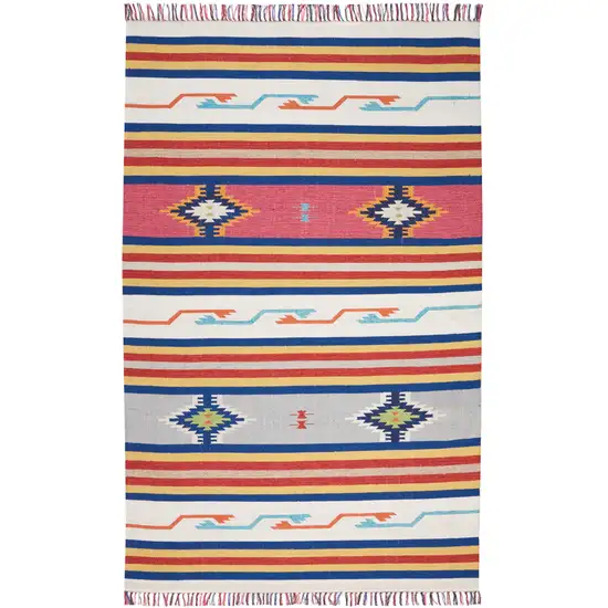 Ivory Southwestern Handmade Area Rug With Fringe Photo 1