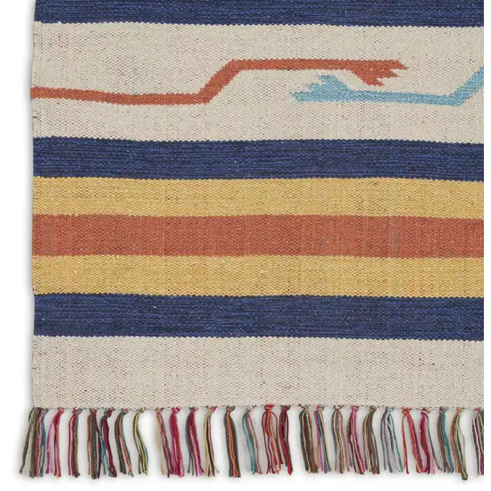 Ivory Southwestern Handmade Area Rug With Fringe Photo 7