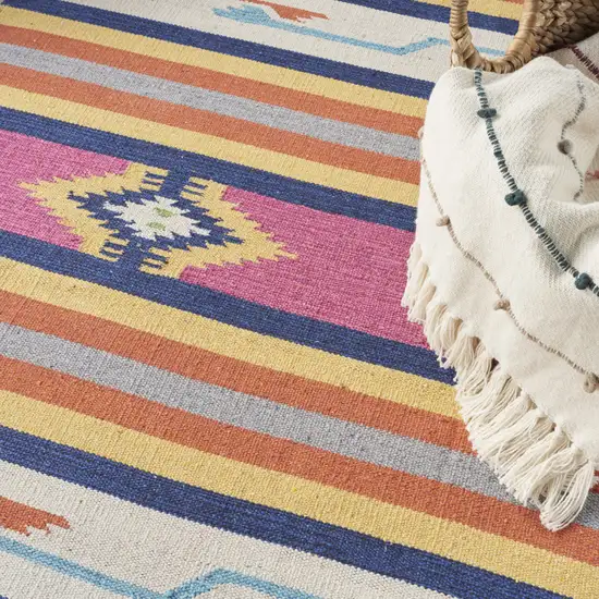 Ivory Southwestern Handmade Area Rug With Fringe Photo 9