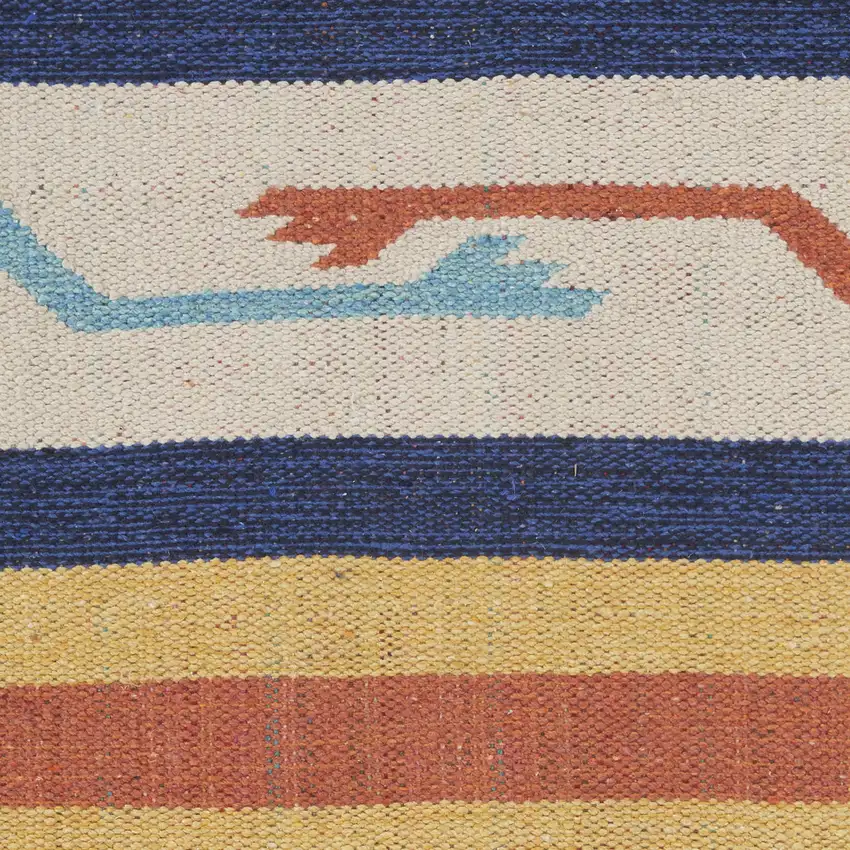 8' Ivory Southwestern Handmade Runner Rug With Fringe Photo 2