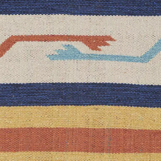 8' Ivory Southwestern Handmade Runner Rug With Fringe Photo 5