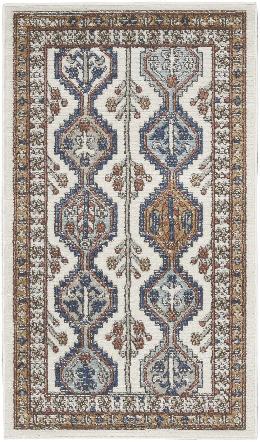 Ivory Southwestern Power Loom Non Skid Area Rug Photo 1