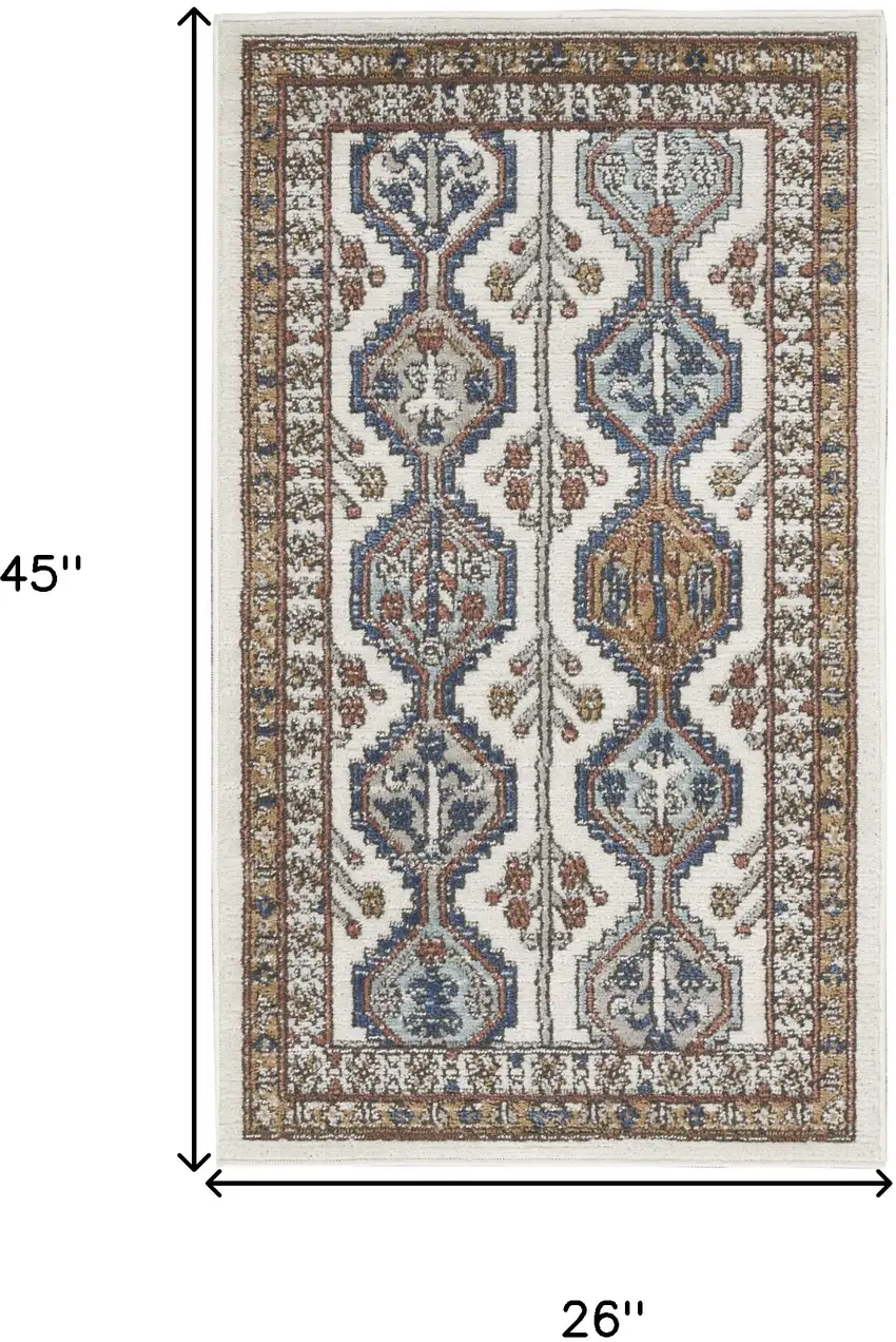 Ivory Southwestern Power Loom Non Skid Area Rug Photo 5