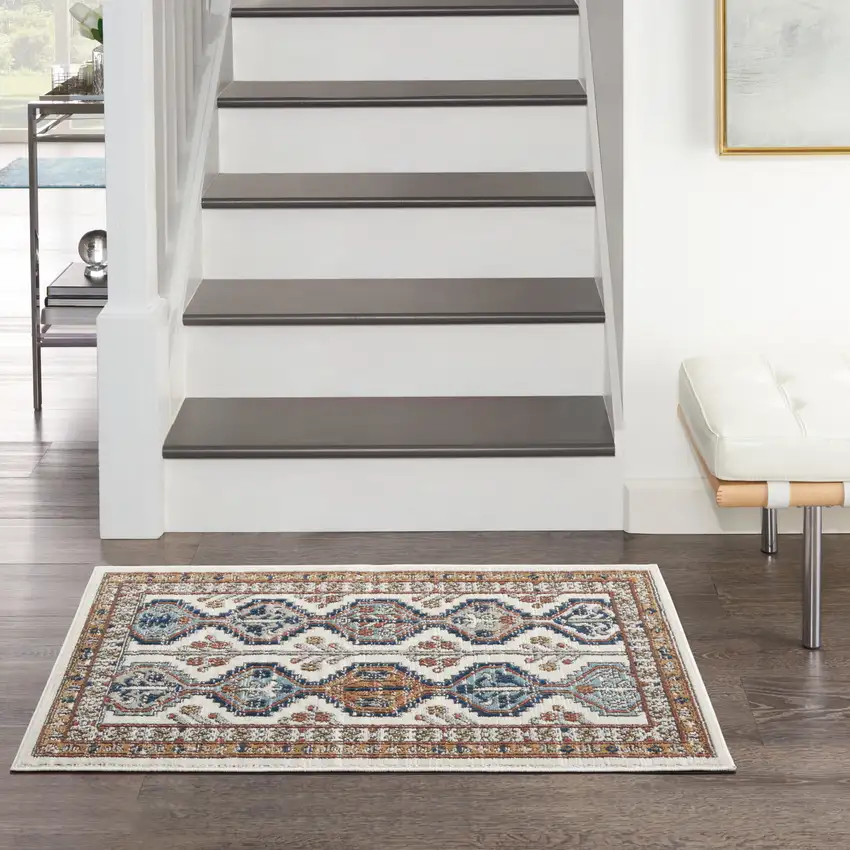 Ivory Southwestern Power Loom Non Skid Area Rug Photo 3