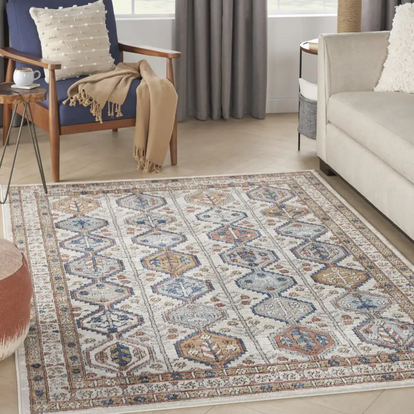 Ivory Southwestern Power Loom Non Skid Area Rug Photo 3