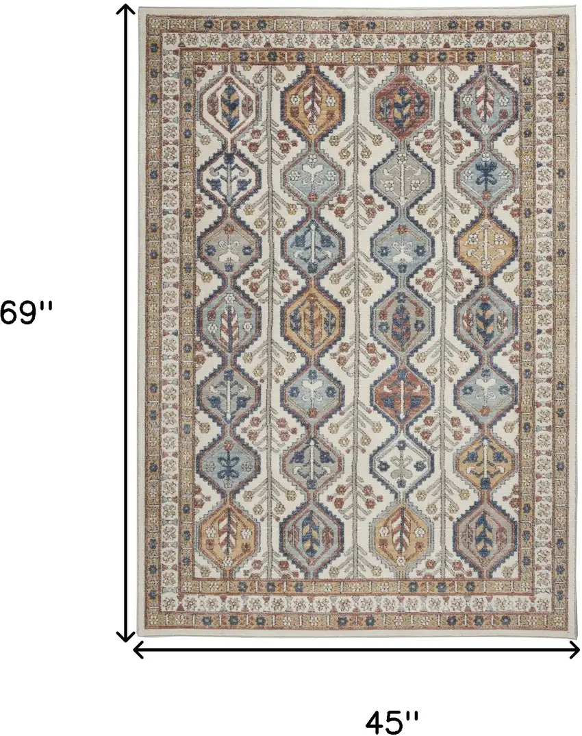 Ivory Southwestern Power Loom Non Skid Area Rug Photo 5