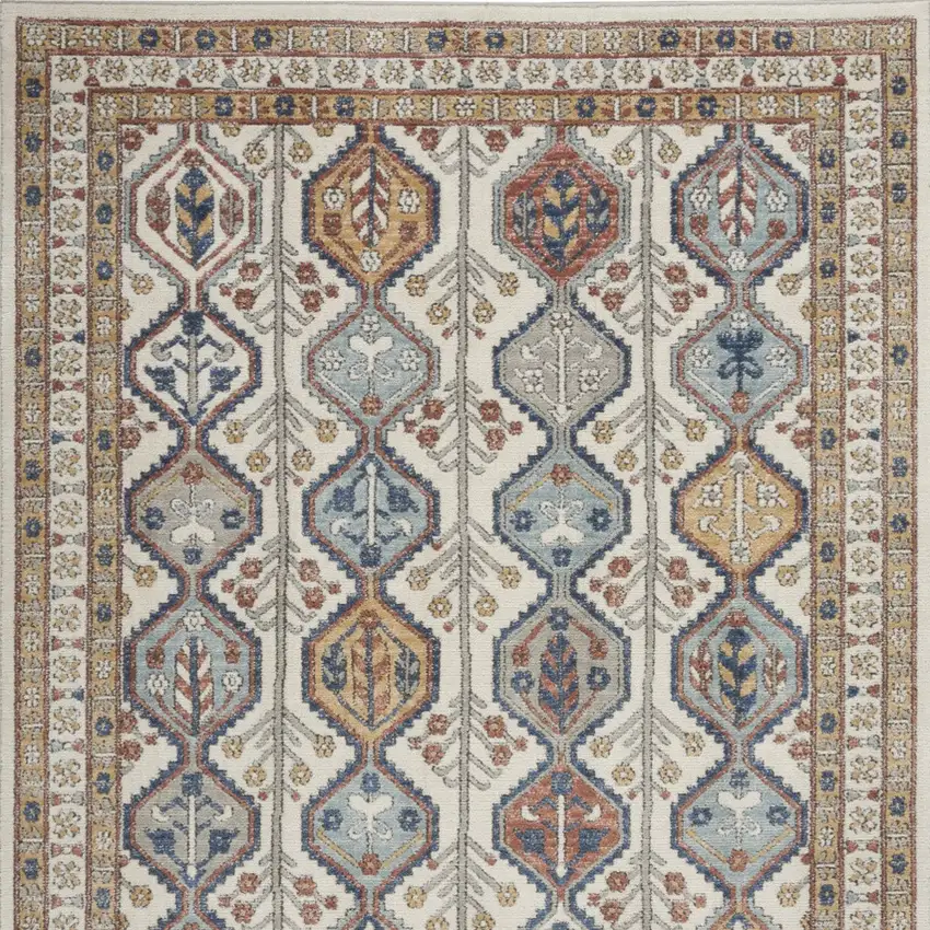 Ivory Southwestern Power Loom Non Skid Area Rug Photo 4