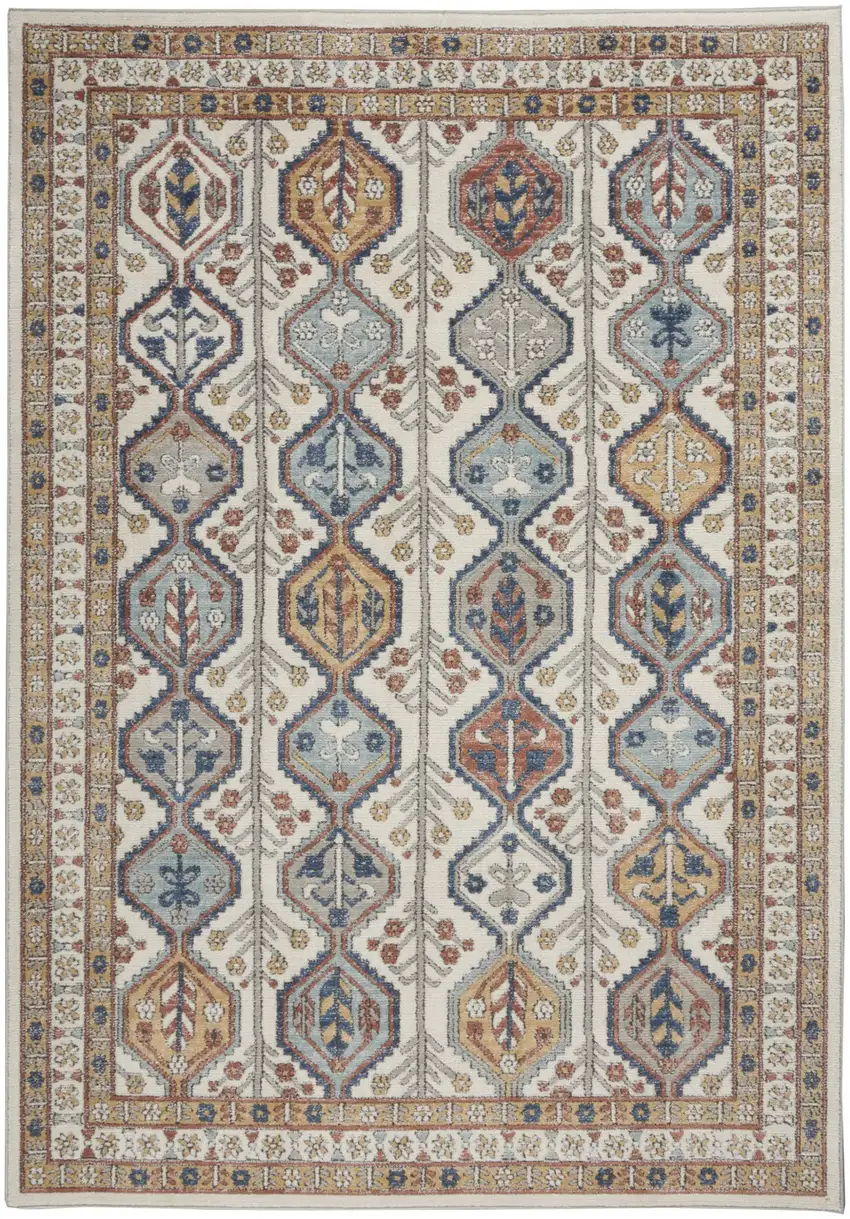 Ivory Southwestern Power Loom Non Skid Area Rug Photo 1