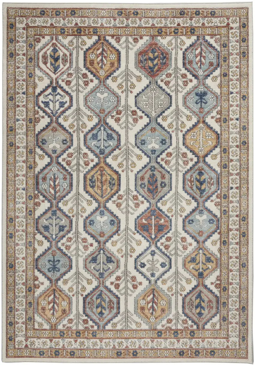 Ivory Southwestern Power Loom Non Skid Area Rug Photo 9