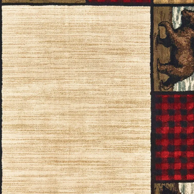 Ivory Southwestern Power Loom Stain Resistant Area Rug Photo 4