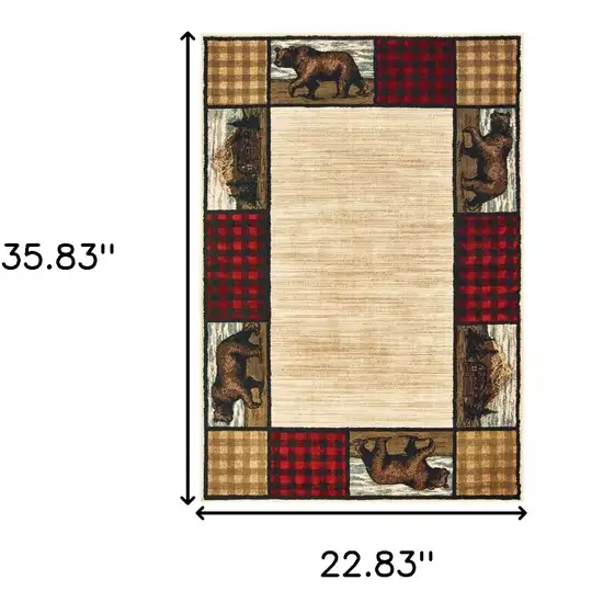 Ivory Southwestern Power Loom Stain Resistant Area Rug Photo 3