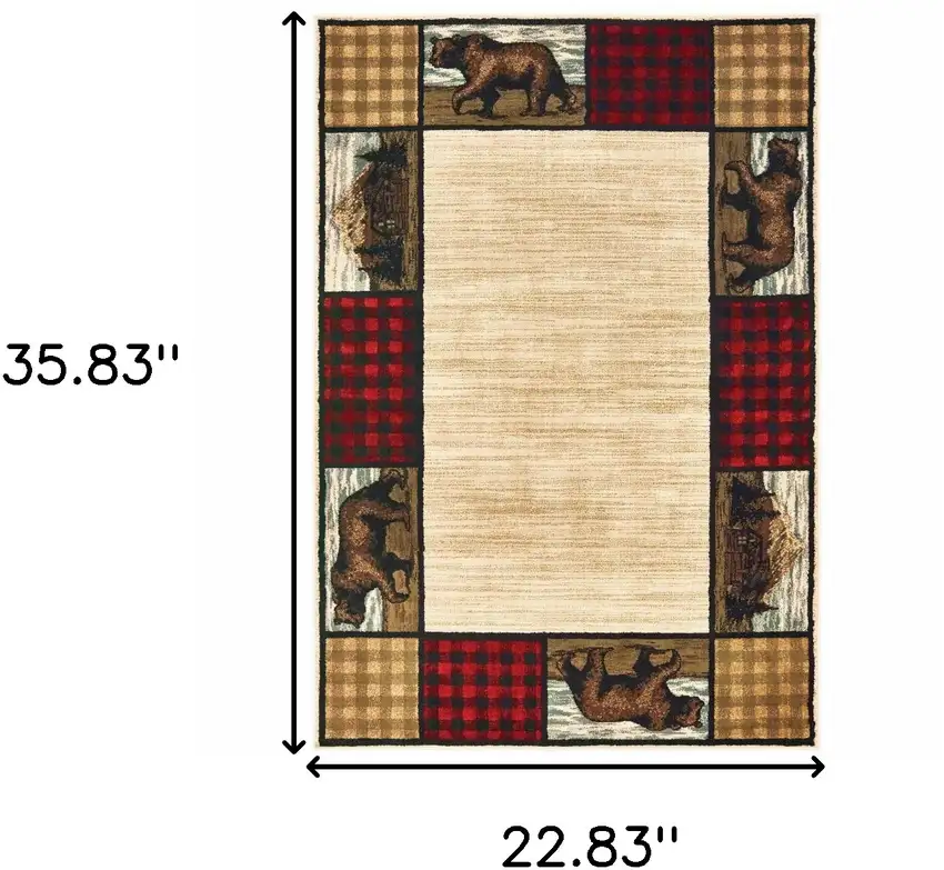 Ivory Southwestern Power Loom Stain Resistant Area Rug Photo 3