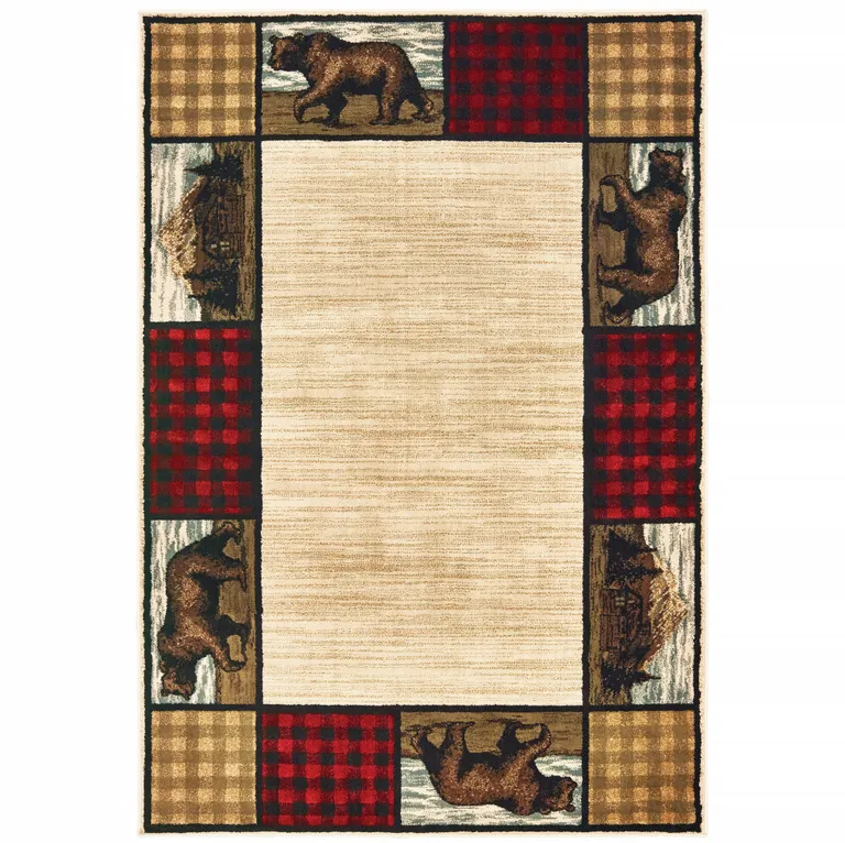Ivory Southwestern Power Loom Stain Resistant Area Rug Photo 2