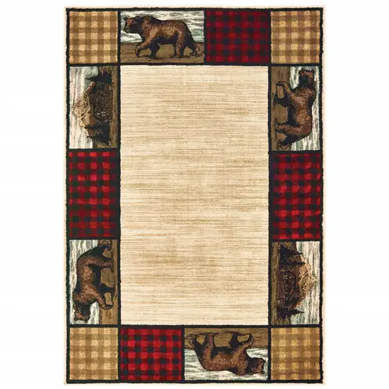 Ivory Southwestern Power Loom Stain Resistant Area Rug Photo 2