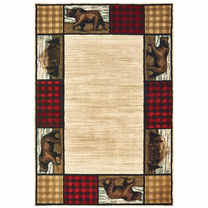 Ivory Southwestern Power Loom Stain Resistant Area Rug Photo 2