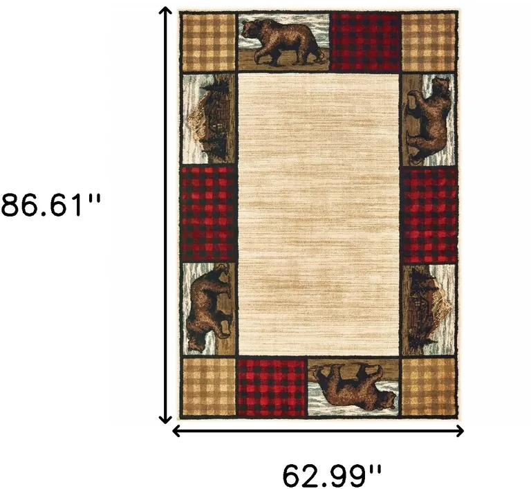 Ivory Southwestern Power Loom Stain Resistant Area Rug Photo 3