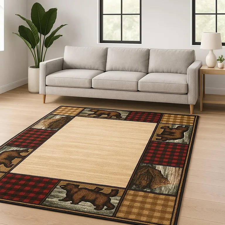 Ivory Southwestern Power Loom Stain Resistant Area Rug Photo 4