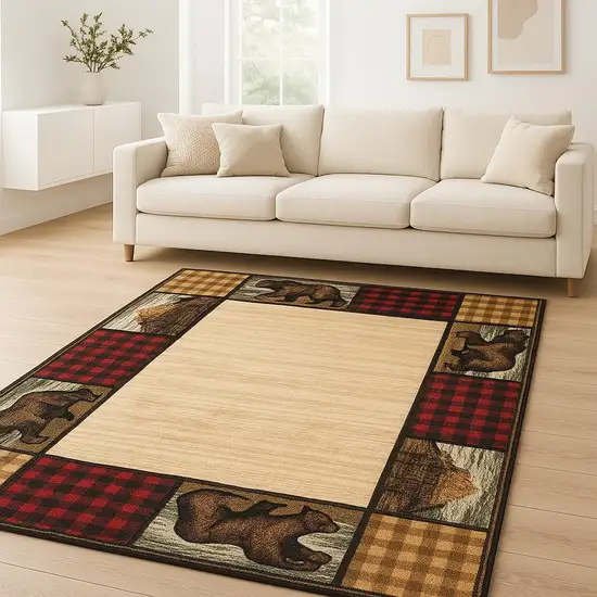 Ivory Southwestern Power Loom Stain Resistant Area Rug Photo 1