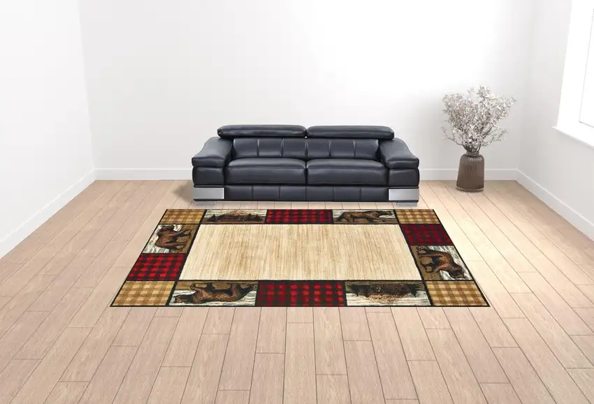 Ivory Southwestern Power Loom Stain Resistant Area Rug Photo 2